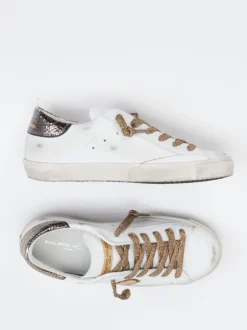 Philippe Model – Sneaker aus Glattleder in Weiß Gold