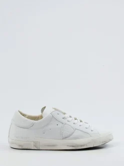 Philippe Model – Sneaker aus Kalbleder weiß Used-Look