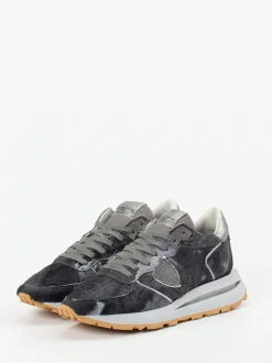 Philippe Model – Sneaker aus Ponyfell und Metallic-Leder