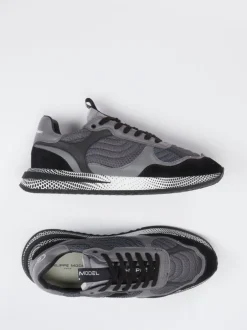 Philippe Model – Sneaker aus Velour/Textil dunkelgrau