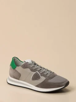 Philippe Model – Sneaker aus Veloursleder grau-grün