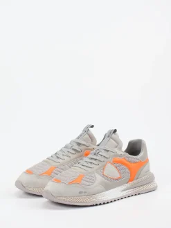 Philippe Model – Sneaker aus Textil und Veloursleder grau