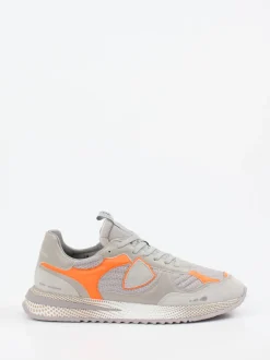 Philippe Model – Sneaker aus Textil und Veloursleder grau