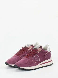 Philippe Model – Sneaker aus Veloursleder Beerenviolett