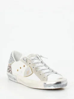 Philippe Model – Sneaker aus Leder-Mix mit Glitzer