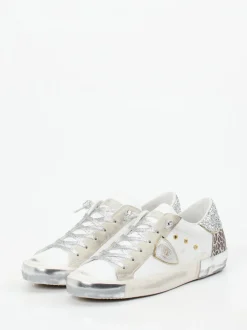 Philippe Model – Sneaker aus Leder-Mix mit Glitzer