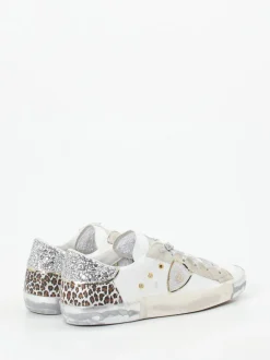 Philippe Model – Sneaker aus Leder-Mix mit Glitzer