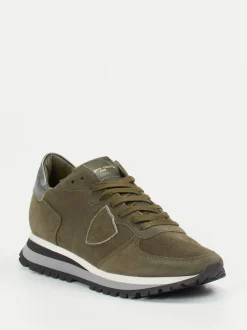 Philippe Model – Sneaker aus Veloursleder Olivgrün