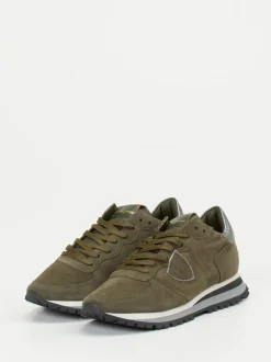 Philippe Model – Sneaker aus Veloursleder Olivgrün