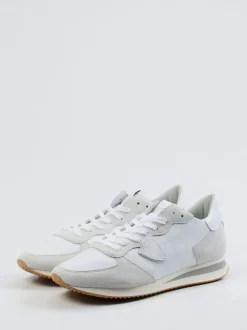 Philippe Model – Sneaker aus Veloursleder und Nappa weiß