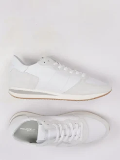 Philippe Model – Sneaker aus Veloursleder und Nappa weiß