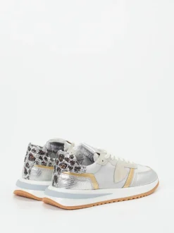 Philippe Model – Sneaker aus Metallicleder silber