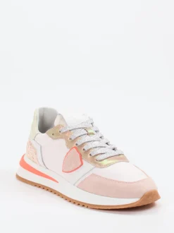 Philippe Model – Sneaker aus Veloursleder und Textil in Rosé
