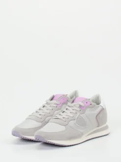 Philippe Model – Sneaker aus Veloursleder in Hellgrau