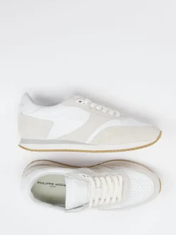 Philippe Model – Sneaker aus Leder-Mix in Offwhite