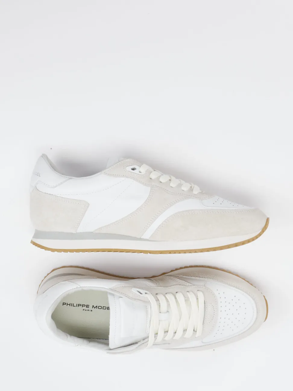 Philippe Model – Sneaker aus Leder-Mix in Offwhite