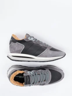 Philippe Model – Sneaker aus Veloursleder grau