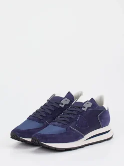 Philippe Model – Sneaker aus Veloursleder und Mesh blau