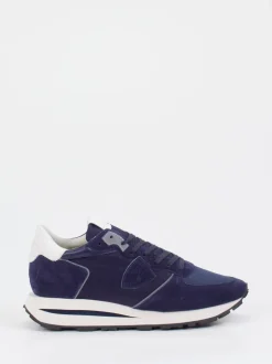 Philippe Model – Sneaker aus Veloursleder und Mesh blau