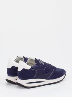 Philippe Model – Sneaker aus Veloursleder und Mesh blau