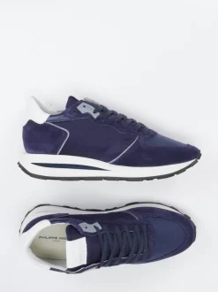 Philippe Model – Sneaker aus Veloursleder und Mesh blau