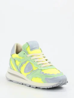Philippe Model – Sneaker aus Mesh und Veloursleder Neongelb