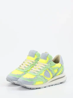 Philippe Model – Sneaker aus Mesh und Veloursleder Neongelb