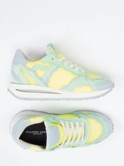 Philippe Model – Sneaker aus Mesh und Veloursleder Neongelb