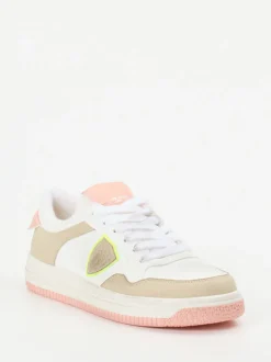 Philippe Model – Sneaker aus Leder-Mix in Weiß-Rosé