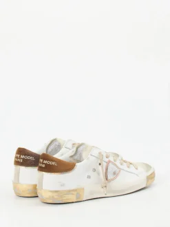 Philippe Model – Sneaker aus Velours- und Glattleder weiß