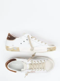 Philippe Model – Sneaker aus Velours- und Glattleder weiß