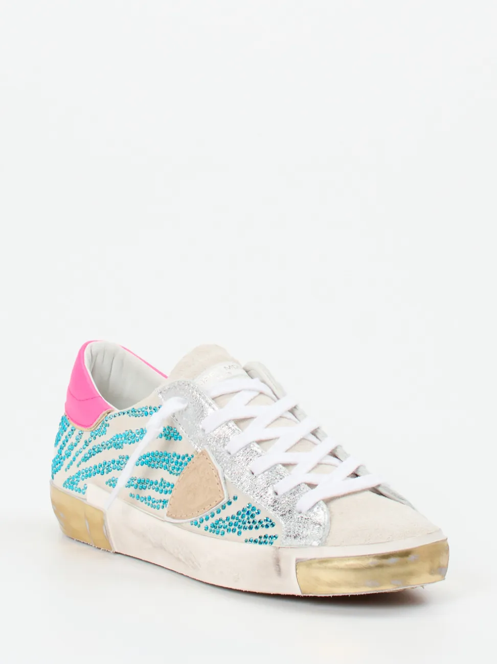 Philippe Model – Sneaker aus Veloursleder mit Strass