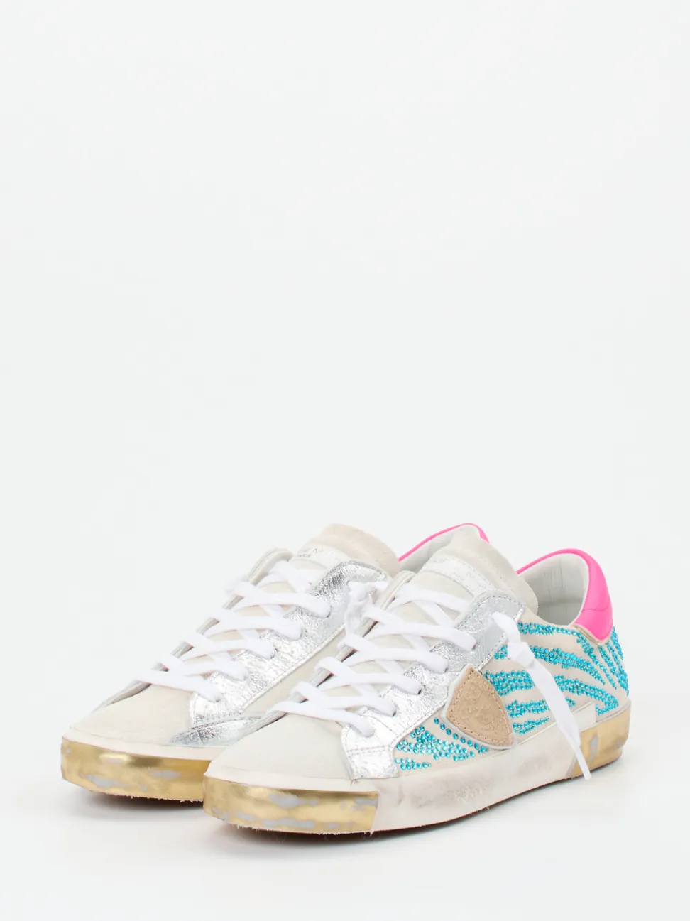 Philippe Model – Sneaker aus Veloursleder mit Strass
