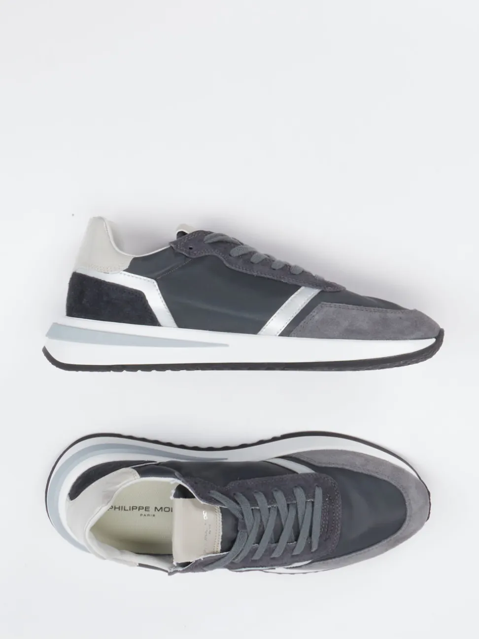 Philippe Model – Sneaker aus Velour/Textil grau