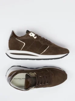Philippe Model – Sneaker aus Veloursleder braun