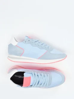 Philippe Model – Sneaker aus Veloursleder Hellblau