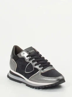 Philippe Model – Sneaker aus Veloursleder und Metallicleder