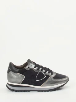 Philippe Model – Sneaker aus Veloursleder und Metallicleder