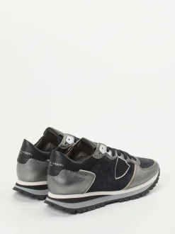 Philippe Model – Sneaker aus Veloursleder und Metallicleder