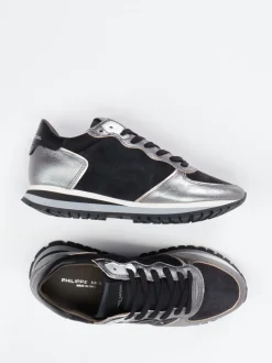 Philippe Model – Sneaker aus Veloursleder und Metallicleder
