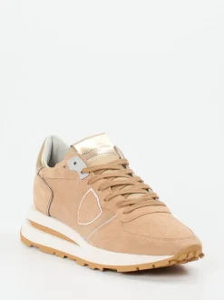 Philippe Model – Sneaker aus Veloursleder Sandbeige