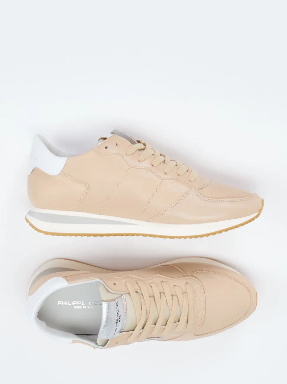 Philippe Model – Sneaker aus Kalbleder in Beige