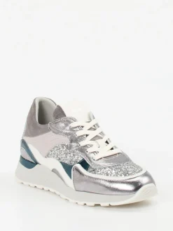 Piedi Nudi – Chunky Sneaker aus Metallicleder silber