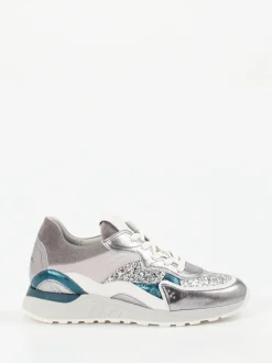 Piedi Nudi – Chunky Sneaker aus Metallicleder silber