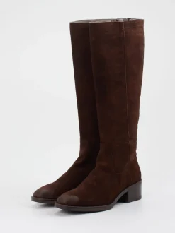 Piedi Nudi – Kniestiefel aus Veloursleder braun