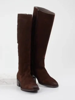 Piedi Nudi – Kniestiefel aus Veloursleder braun