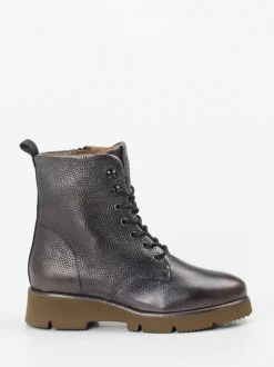 Piedi Nudi – Schnürboots aus Metallicleder anthrazit