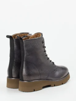 Piedi Nudi – Schnürboots aus Metallicleder anthrazit