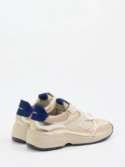 Piedi Nudi – Sneaker aus Metallicleder und Velours beige