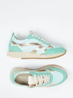 Piedi Nudi – Sneaker aus Veloursleder und Textil mintgrün